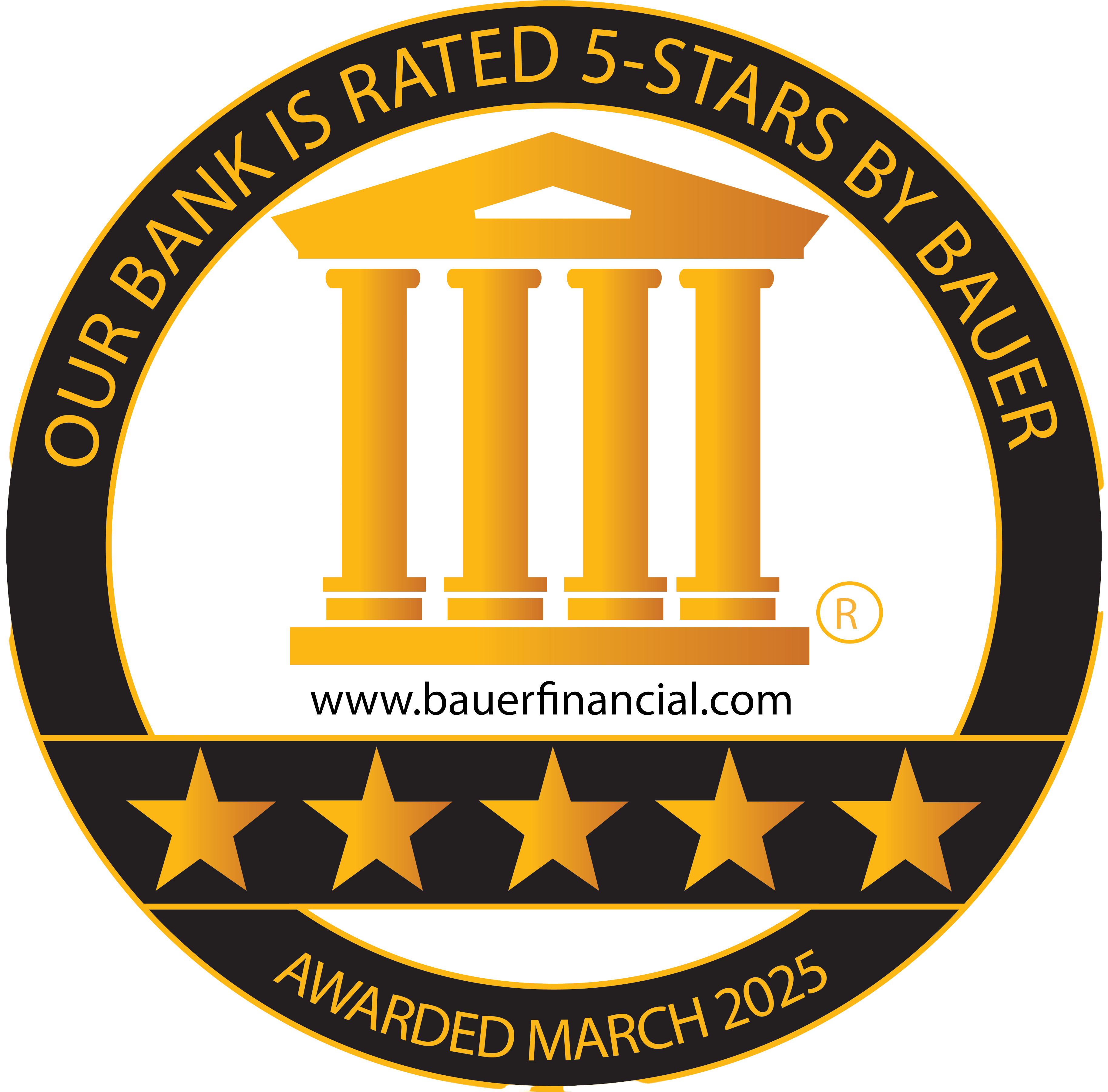 Our bank is rated 5 stars by BAUER